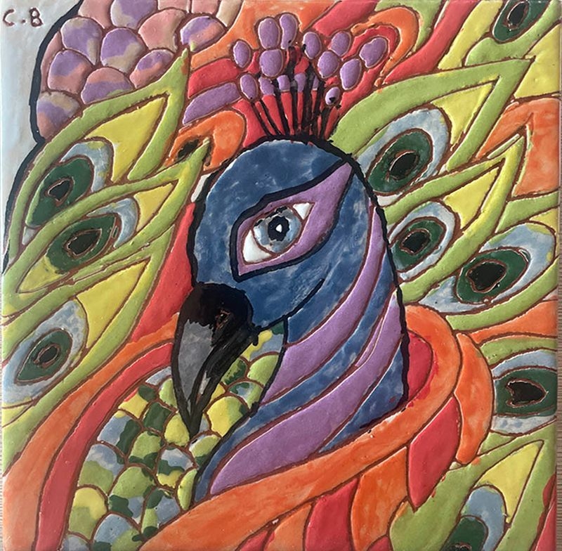 Cal - Age 14 "Ceramic tile peacock"