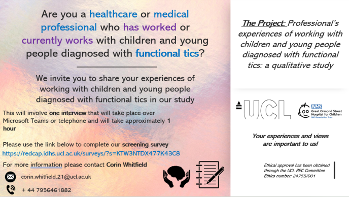 Professional’s experiences of working with children and young people diagnosed with functional tics